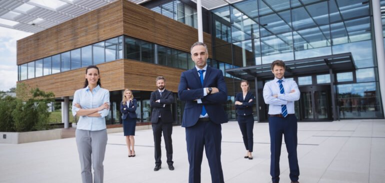 Entrepreneur reviewing free zone business setup documents in Dubai office